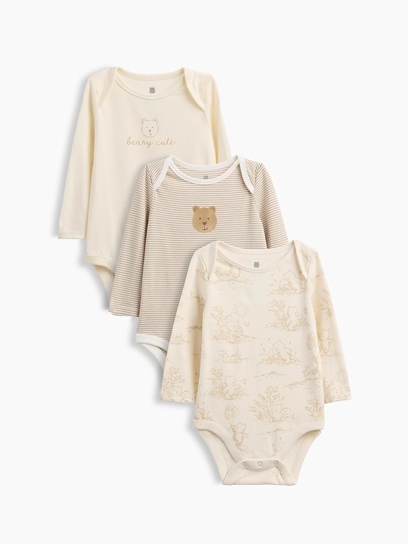 Baby First Favorites Organic Cotton Brannan Bear Bodysuit (3-Pack)