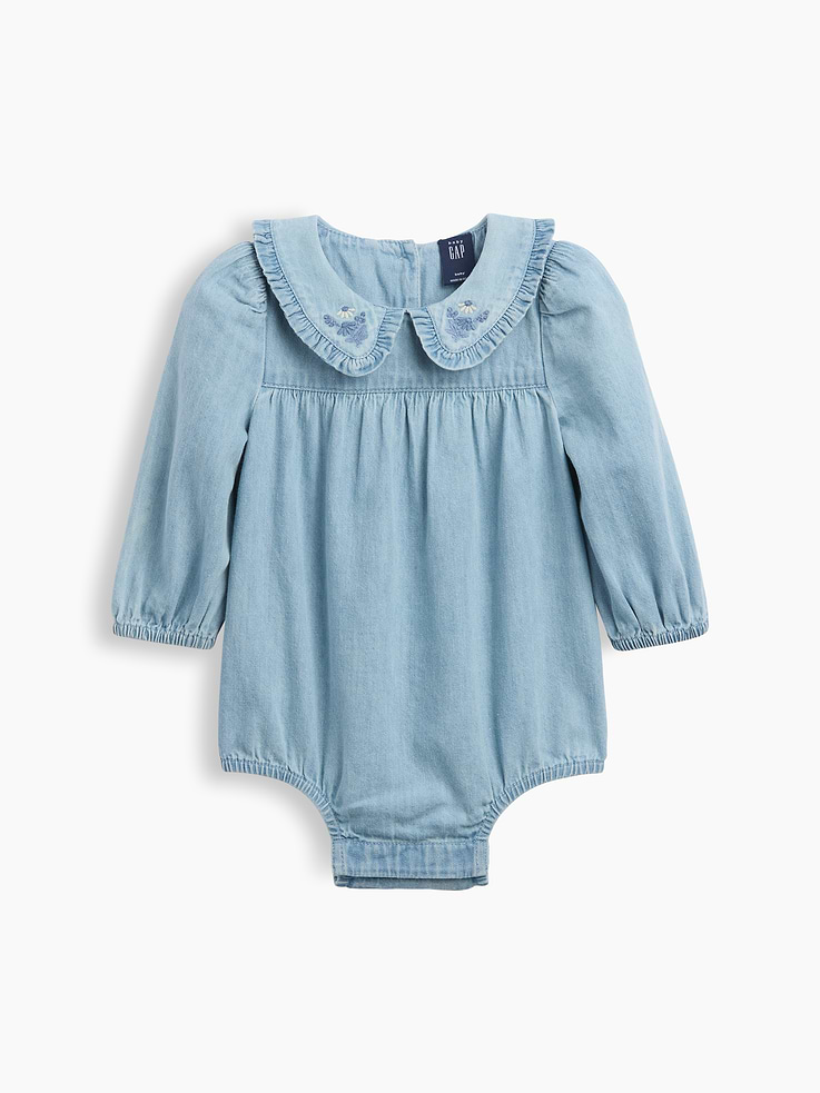 L'image numéro 1 présente Cache-couche bouffant en denim brodé pour Bébé