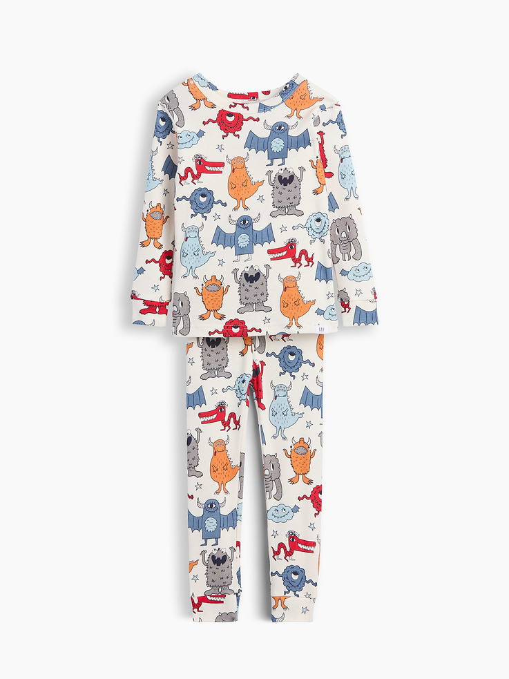 Image number 1 showing, Baby & Toddler Organic Brushed Cotton Monsters PJ Set
