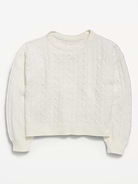 Image number 1 showing, Long-Sleeve Cable-Knit Sweater for Girls