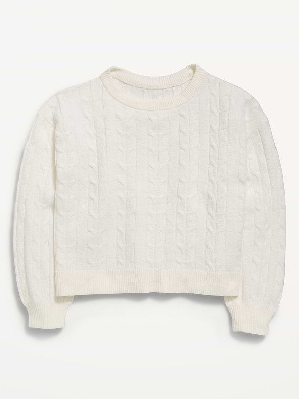 Long-Sleeve Cable-Knit Sweater for Girls