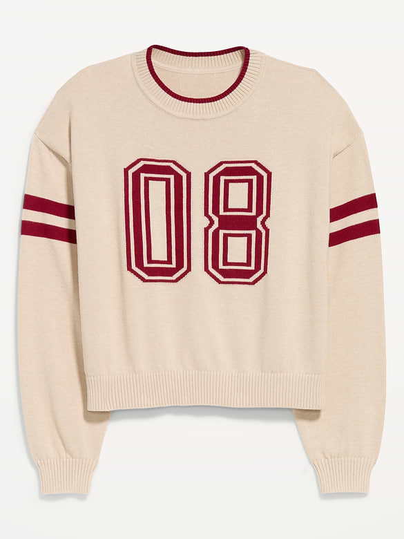 SoSoft Cotton Jacquard Crew-Neck Cropped Sweater