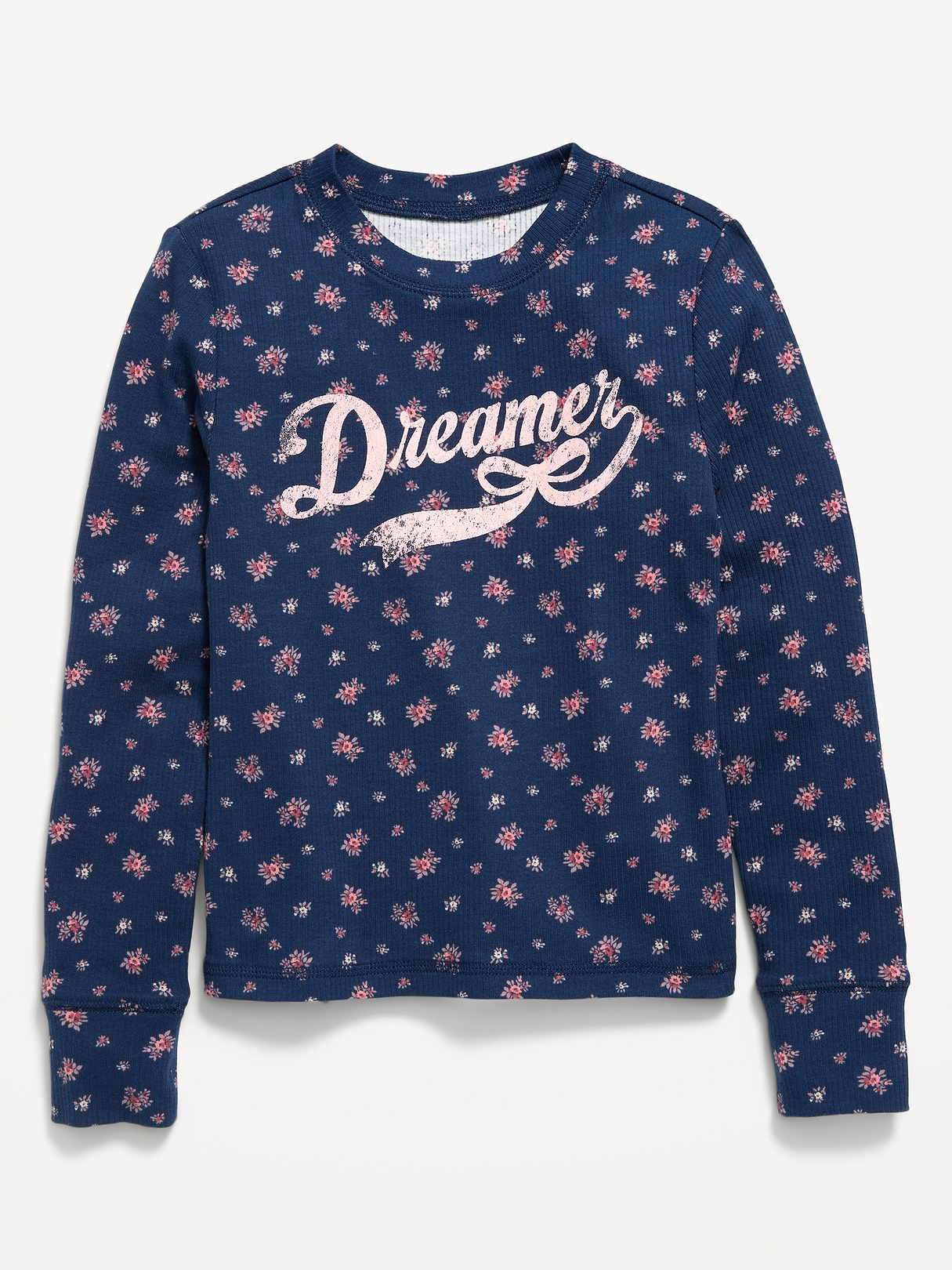 Printed Long-Sleeve Ribbed T-Shirt for Girls | Old Navy