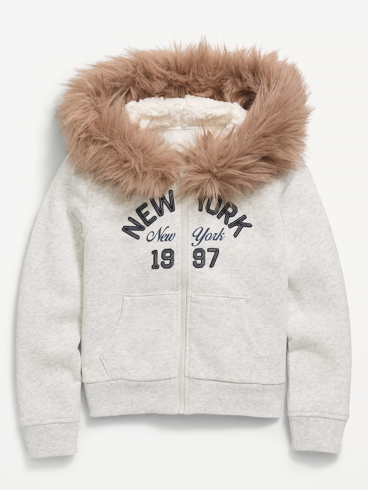 Image number 1 showing, Fitted Faux-Fur Full-Zip Hoodie for Girls