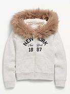 Image number 1 showing, Fitted Faux-Fur Full-Zip Hoodie for Girls