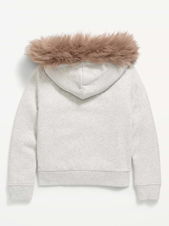 Fitted Faux-Fur Full-Zip Hoodie for Girls