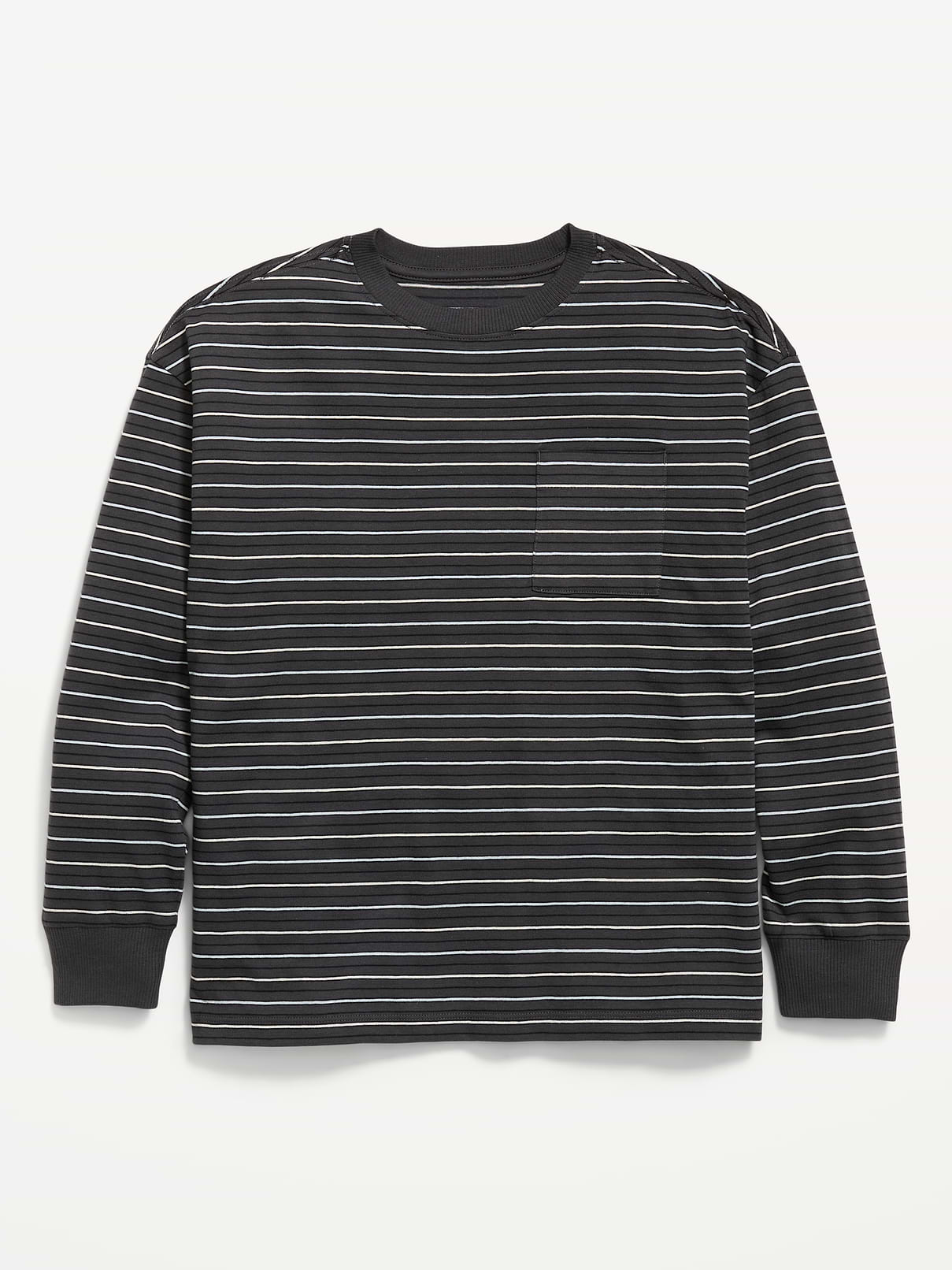 Image number 1 showing, Oversized Long-Sleeve Striped Pocket T-Shirt for Boys