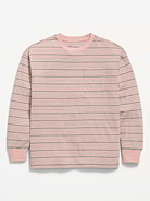 Image number 1 showing, Oversized Long-Sleeve Striped Pocket T-Shirt for Boys