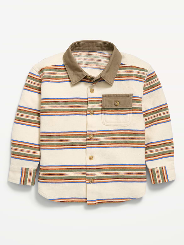 Long-Sleeve Utility Pocket Shirt for Toddler Boys
