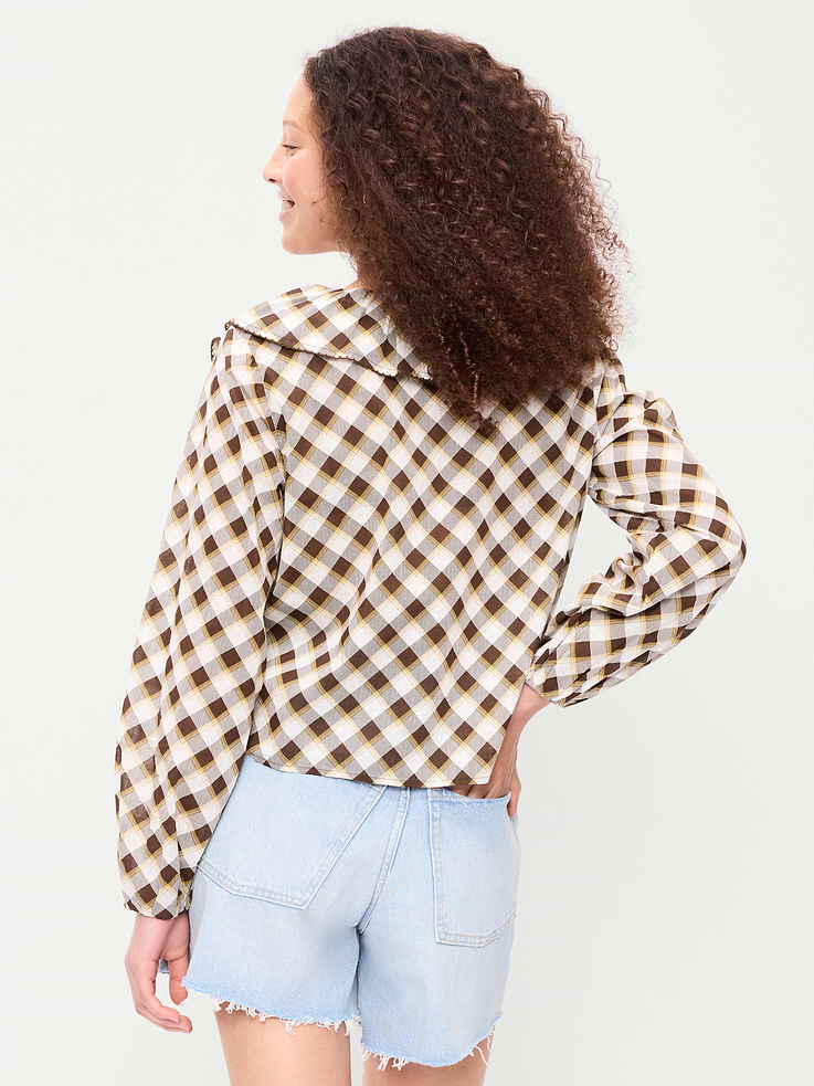 Image number 2 showing, Long-Sleeve Ruffle Tie-Neck Top