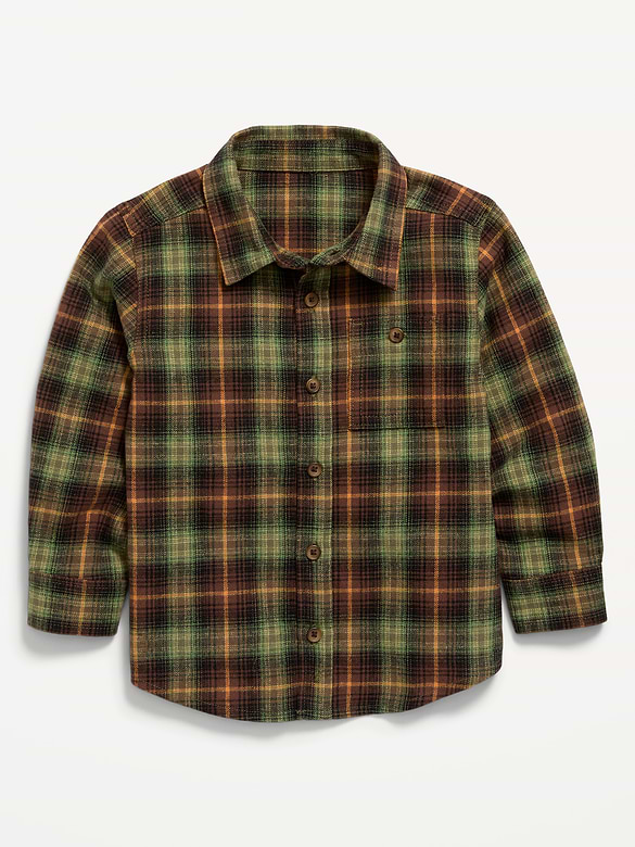 Long-Sleeve Plaid Flannel Shirt for Toddler Boys