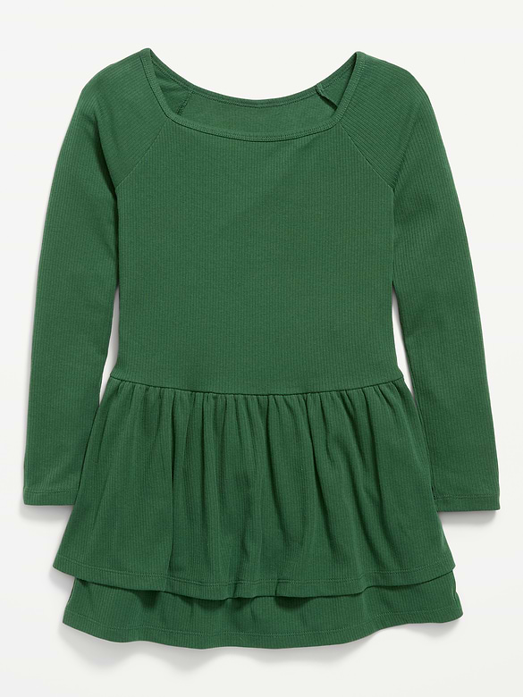 Fitted Long-Sleeve Ruffled Dress for Girls