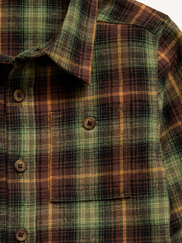 Long-Sleeve Plaid Flannel Shirt for Toddler Boys