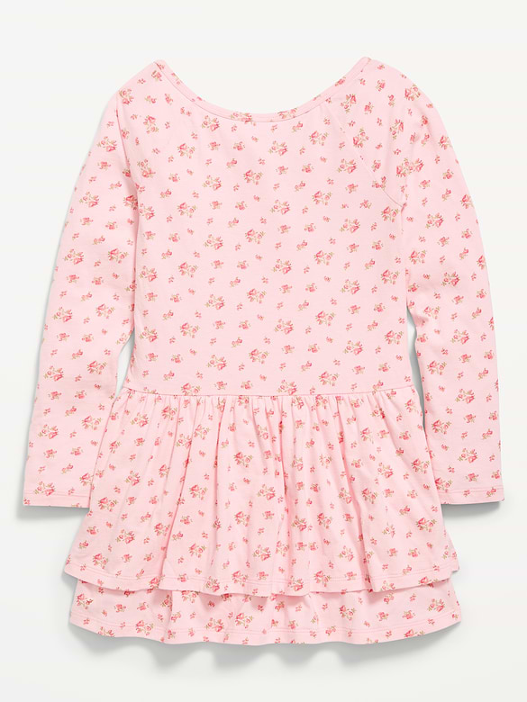 Fitted Long-Sleeve Ruffled Dress for Girls