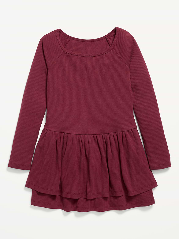 Fitted Long-Sleeve Ruffled Dress for Girls