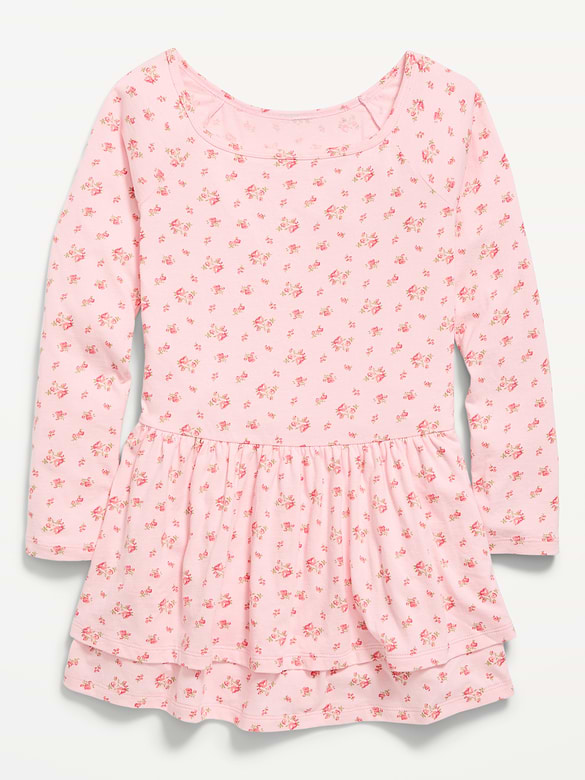 Fitted Long-Sleeve Ruffled Dress for Girls
