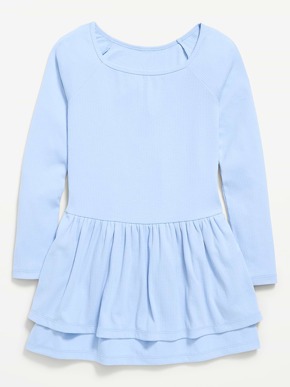 Fitted Long-Sleeve Ruffled Dress for Girls