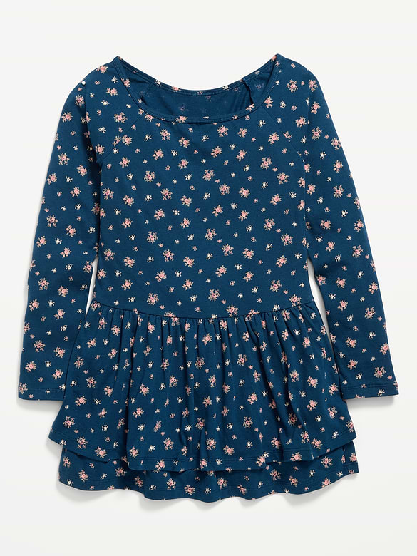 Fitted Long-Sleeve Ruffled Dress for Girls