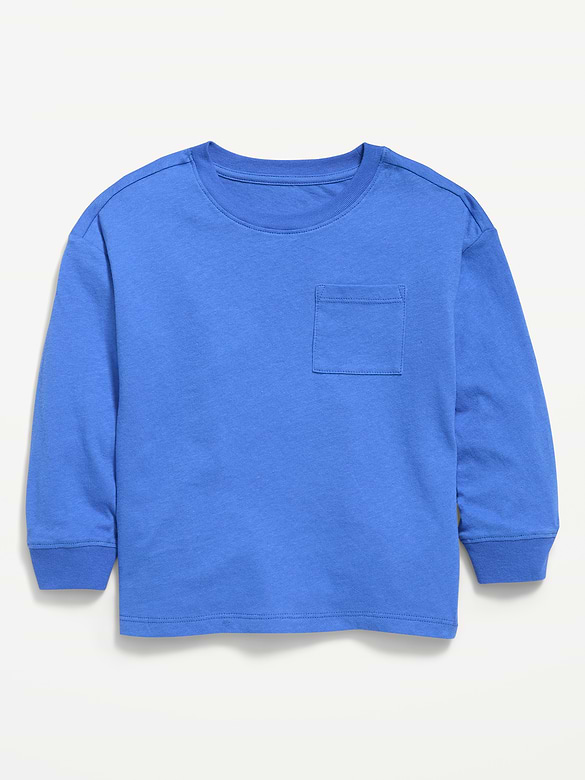 Oversized Long-Sleeve Pocket T-Shirt for Toddler Boys