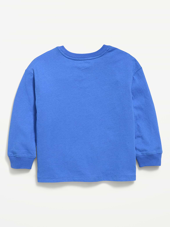 Oversized Long-Sleeve Pocket T-Shirt for Toddler Boys