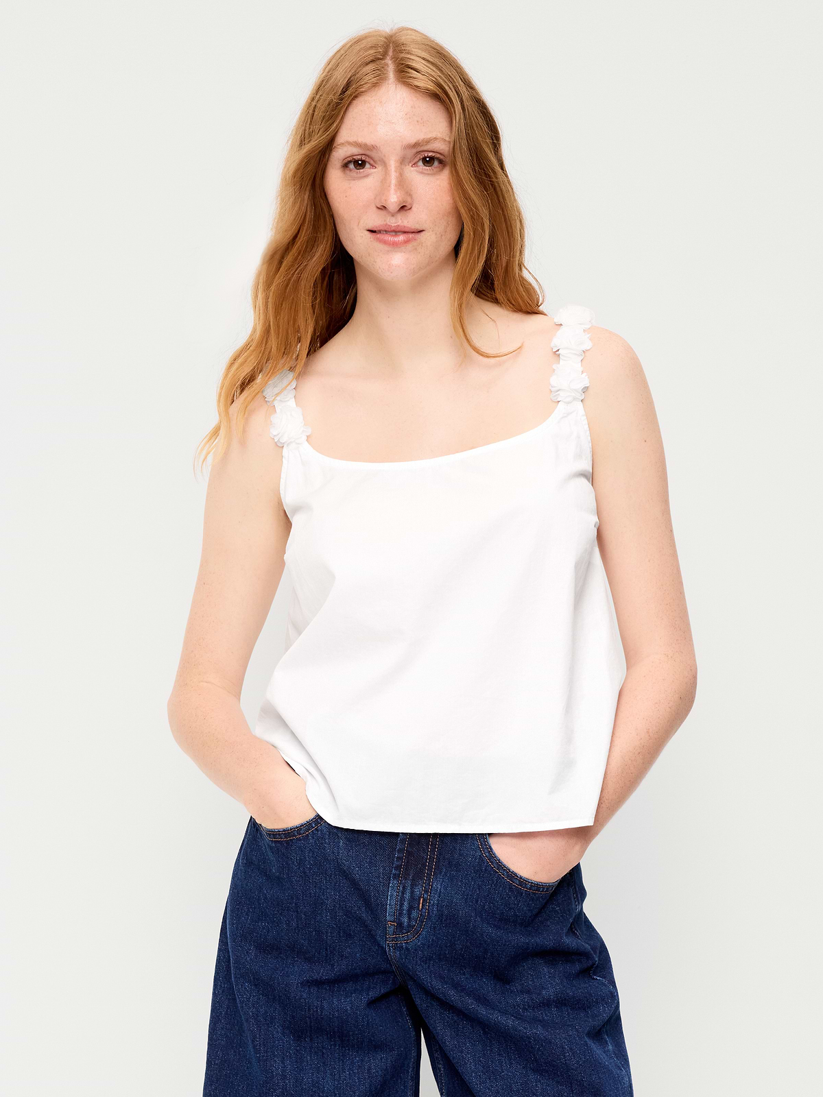 Rosette-Strap Tank Top