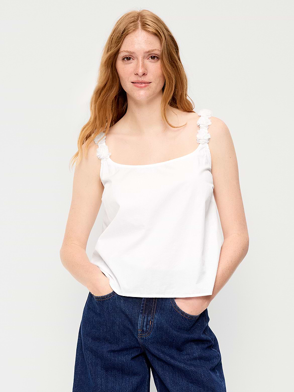 Rosette-Strap Tank Top