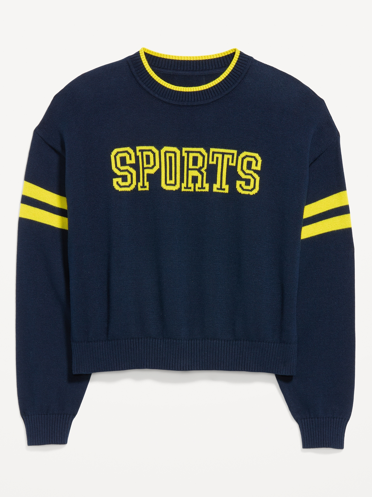 Cotton-Blend Crew-Neck Cropped Sweater | Old Navy