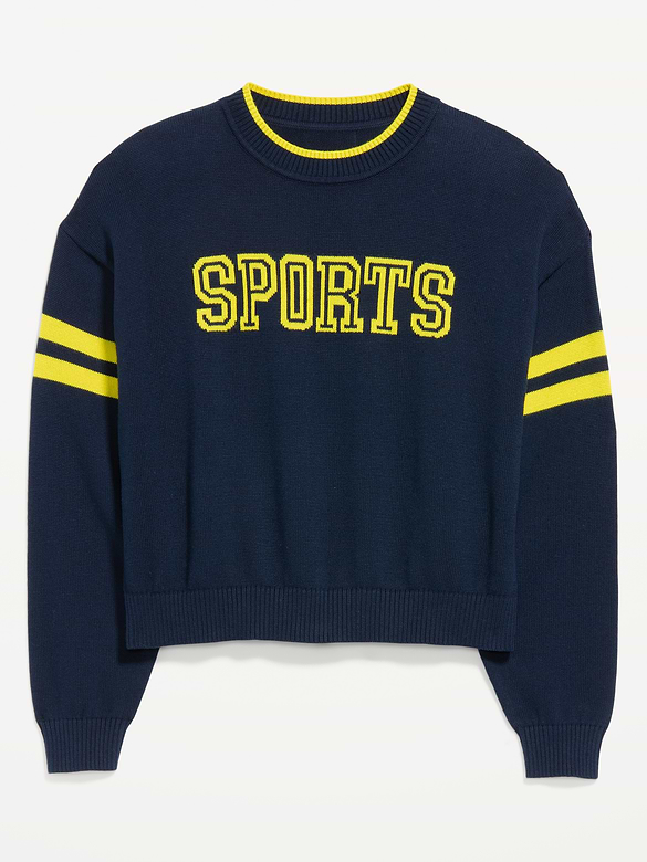 SoSoft Cotton Jacquard Crew-Neck Cropped Sweater