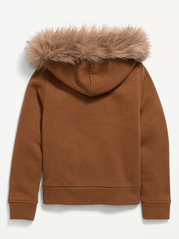 Fitted Faux-Fur Full-Zip Hoodie for Girls