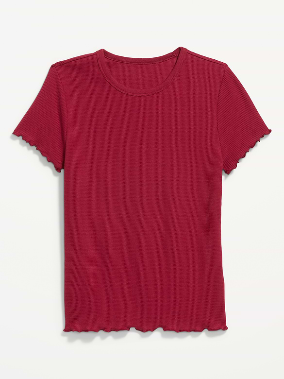 Fitted Waffle-Knit Cropped T-Shirt