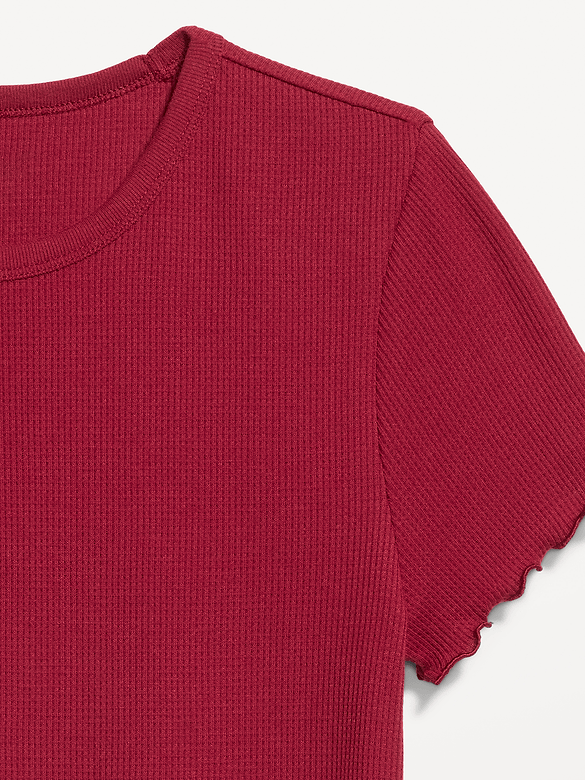Fitted Waffle-Knit Cropped T-Shirt
