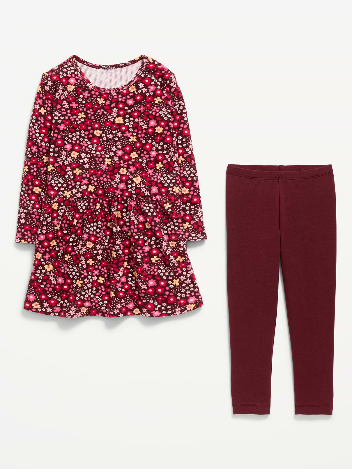 Image number 2 showing, Printed Waffle Knit Dress and Leggings Set for Toddler Girls