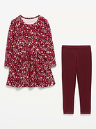 Image number 2 showing, Printed Waffle Knit Dress and Leggings Set for Toddler Girls