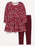 Image number 1 showing, Printed Waffle Knit Dress and Leggings Set for Toddler Girls