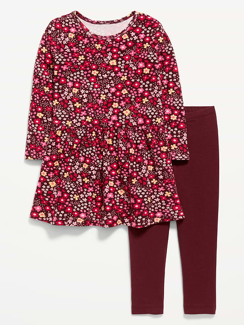 Printed Printed Waffle Knit Dress and Leggings Set for Toddler Girls on clearance at Old Navy — 30% off