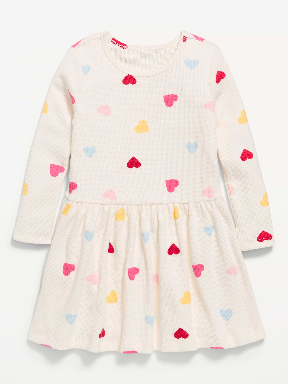Image number 1 showing, Printed Long-Sleeve Waffle Knit Dress for Toddler Girls