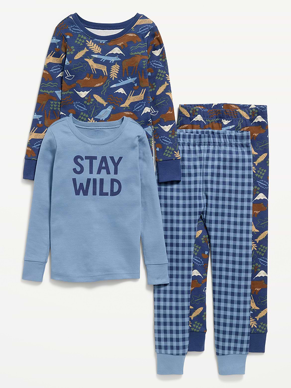 Pyjama 4 pièces ajusté à motif pour tout-petit et bébé
