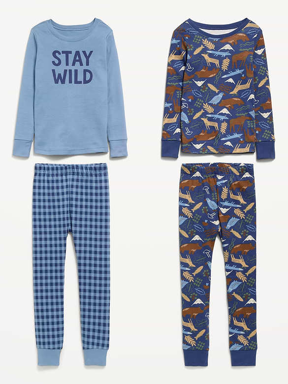 Pyjama 4 pièces ajusté à motif pour tout-petit et bébé