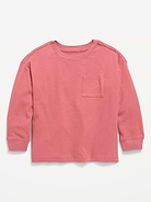 Image number 1 showing, Oversized Long-Sleeve Pocket T-Shirt for Toddler Boys