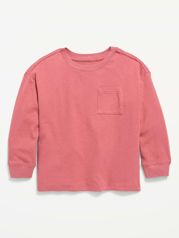Oversized Long-Sleeve Pocket T-Shirt for Toddler Boys