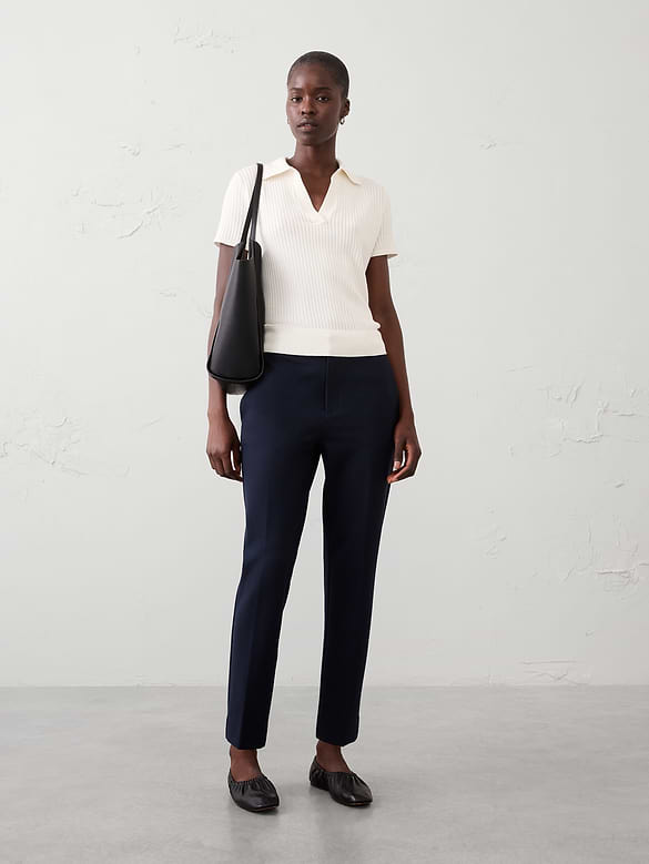 Sloan Slim High-Rise Knit Ponte Ankle Pant