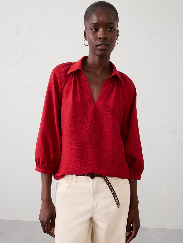 Collared Gathered Top