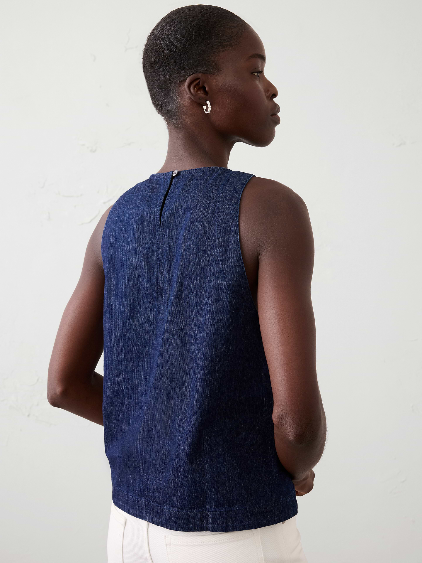 Image number 2 showing, Denim High-Neck Top
