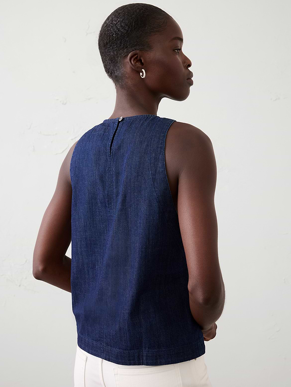 Denim High-Neck Top