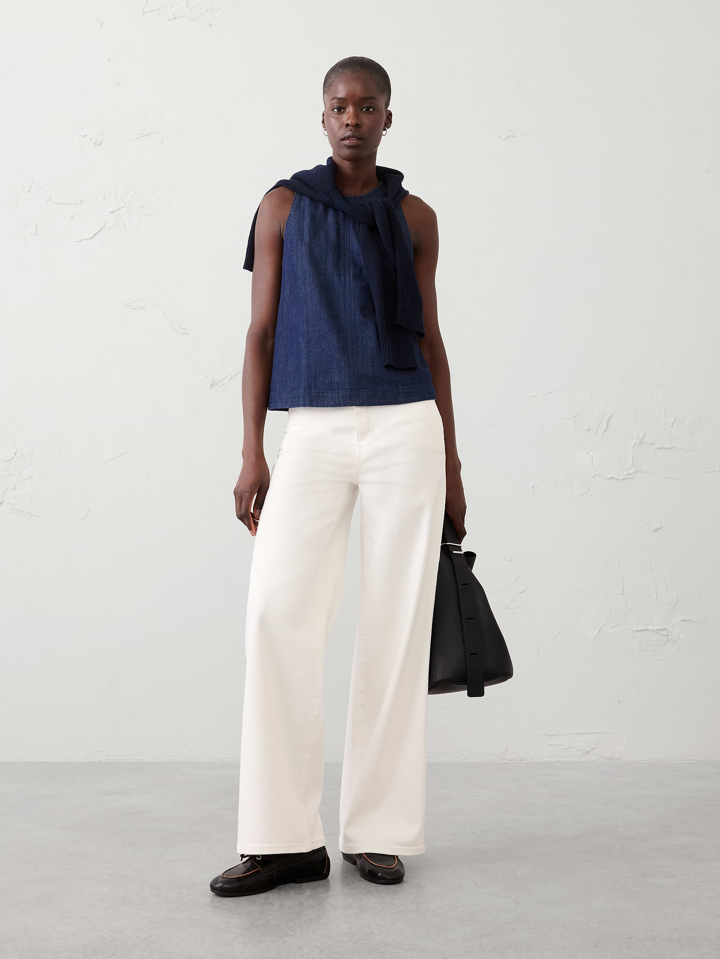 Image number 3 showing, Denim High-Neck Top