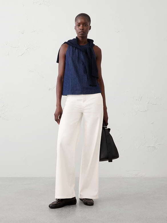Denim High-Neck Top
