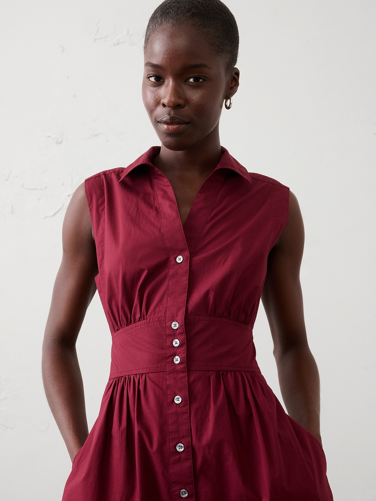 Chambray Collared Button-Down Midi Dress | Banana Republic Factory