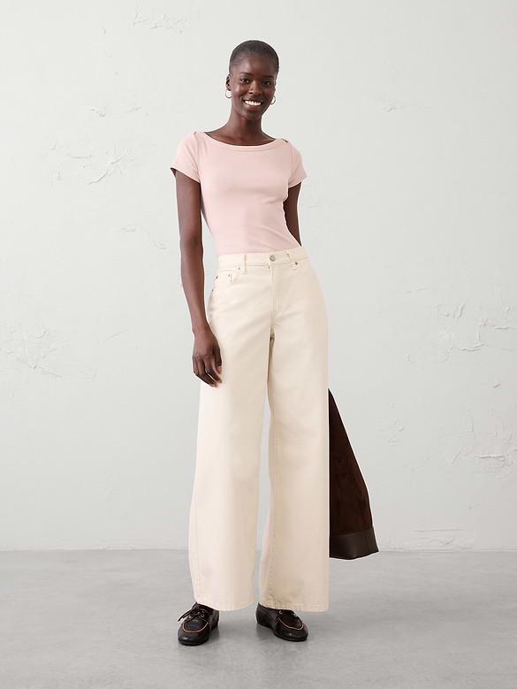 Ribbed Boatneck Top