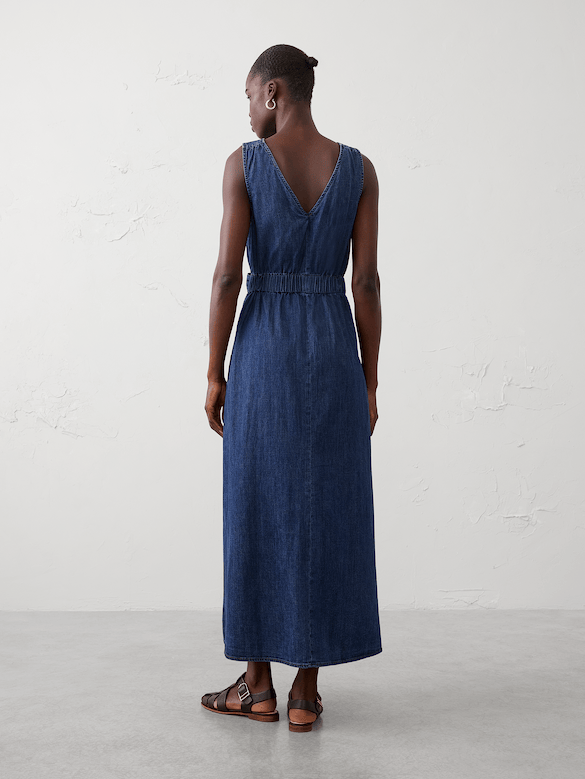 Chambray Belted Maxi Dress