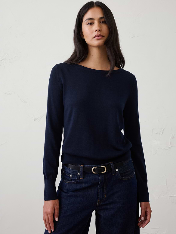 Merino Wool Boat-Neck Sweater
